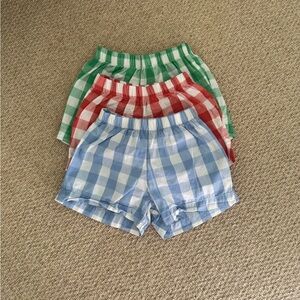 bella bliss boys Gingham Shorts Trio - Blue, Red, Green